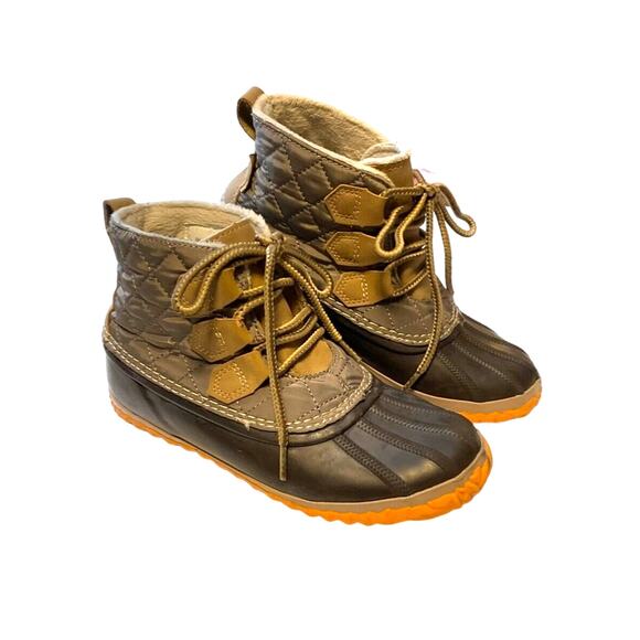 JBU Women's Nala Duck Boots Size 6 M Brown & Tan Lace Up Rain Cold Weather Shoe - Picture 1 of 13